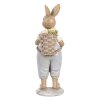 Clayre & Eef 6PR5249 Coniglio decorativo Beige Blu 6x6x17 cm Stile Country