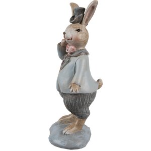 Clayre & Eef 6PR5258 Coniglio decorativo Beige Blu 6x5x13 cm Stile Country