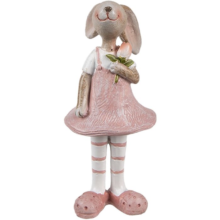 Clayre & Eef 6PR5247 Coniglio decorativo Beige Rosa 5x5x11 cm Stile Country