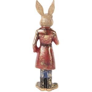 Clayre & Eef 6PR5487 Coniglio decorativo marrone rosso 8x6x25 cm in poliresina