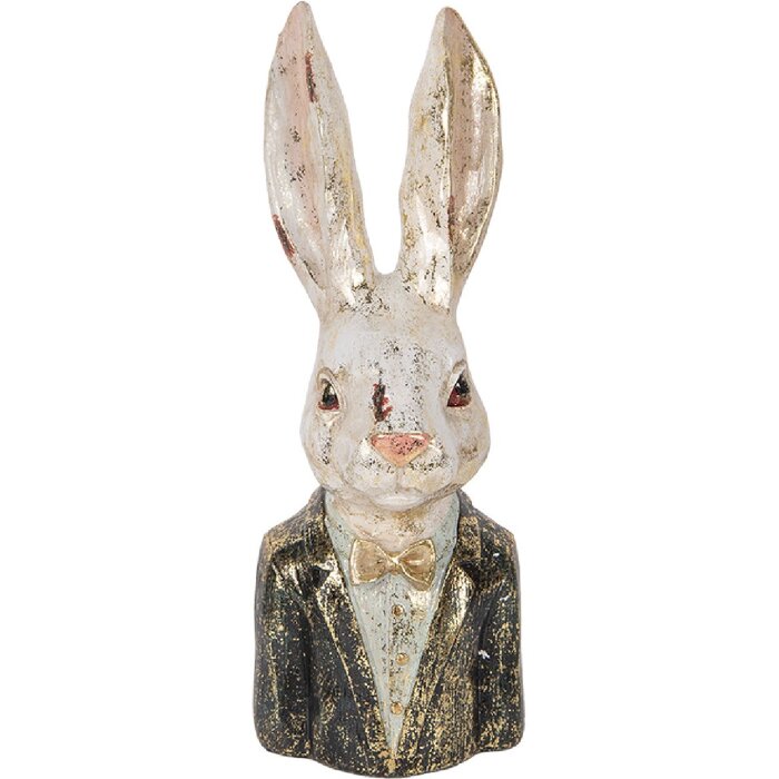 Clayre & Eef 6PR5488 Busto decorativo Coniglio Bianco Verde 13x12x32 cm
