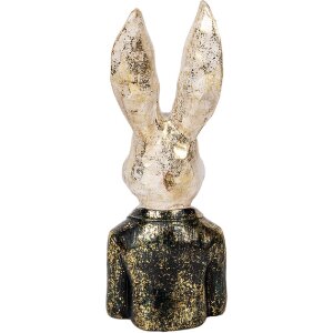 Clayre & Eef 6PR5488 Busto decorativo Coniglio Bianco Verde 13x12x32 cm