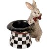 Clayre & Eef 6PR5492 Coniglio decorativo con cappello a cilindro Beige Nero 25x16x23 cm