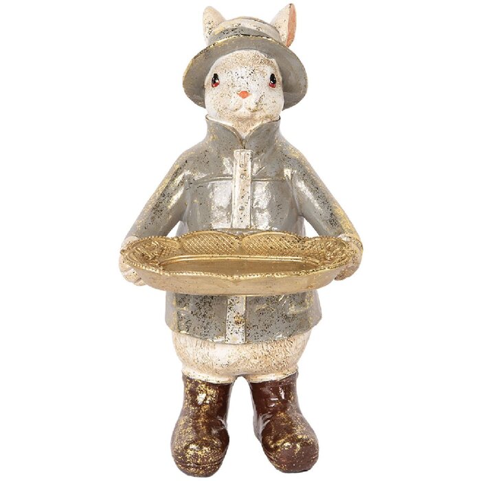 Clayre & Eef 6PR5496 Decorazione Coniglio con ciotola Beige 15x19x29 cm