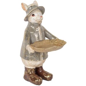 Clayre & Eef 6PR5496 Decorazione Coniglio con ciotola Beige 15x19x29 cm