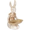Clayre & Eef 6PR5500 Decorazione Coniglio con Ciotola Beige Oro 14x14x26 cm