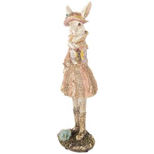 Clayre & Eef 6PR5507 Coniglio decorativo beige color oro 9x8x26 cm