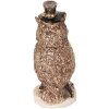Clayre & Eef 6PR5081 Gufo decorativo marrone color oro 7x6x14 cm in poliresina