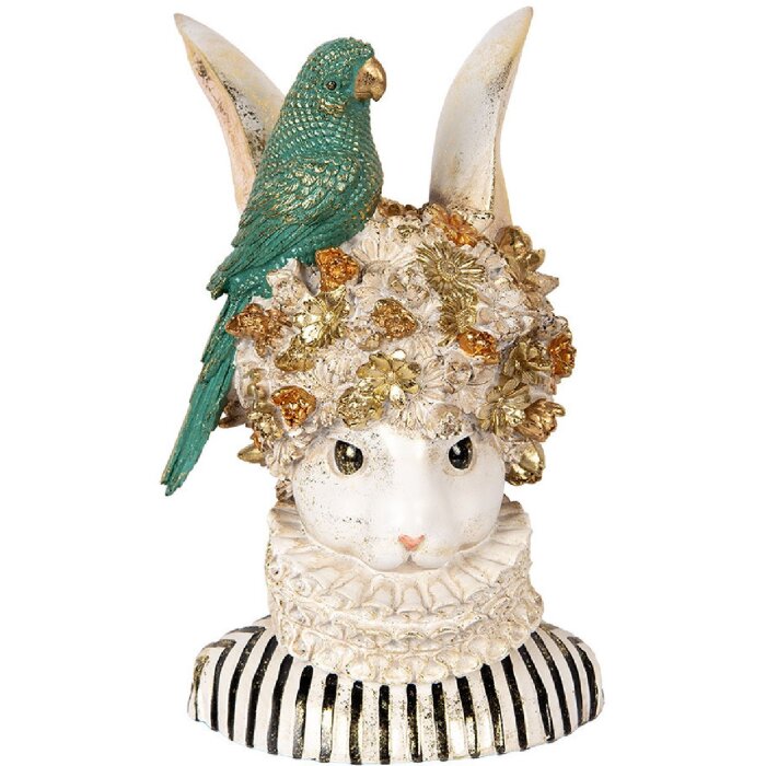 Clayre & Eef 6PR5089 Decorazione Busto Coniglio Beige Verde 23x21x35 cm