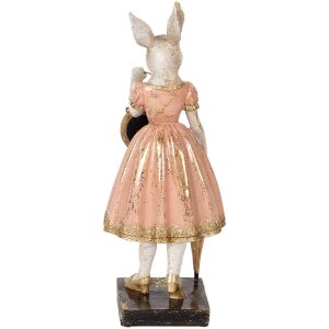 Clayre & Eef 6PR5138 Coniglio decorativo Bianco Rosa 14x11x34 cm Poliresina
