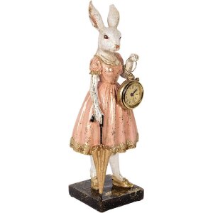 Clayre & Eef 6PR5138 Coniglio decorativo Bianco Rosa 14x11x34 cm Poliresina