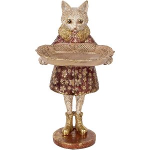 Clayre & Eef 6PR5142 Gatto decorativo Beige Oro...