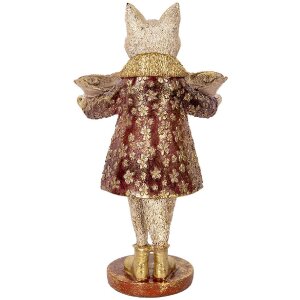 Clayre & Eef 6PR5142 Gatto decorativo Beige Oro 16x14x27 cm