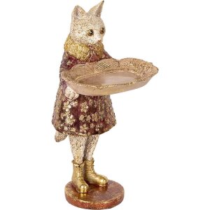 Clayre & Eef 6PR5142 Gatto decorativo Beige Oro 16x14x27 cm