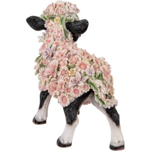 Clayre & Eef 6PR5110 Mucca decorativa Nero Bianco Rosa 41x19x33 cm