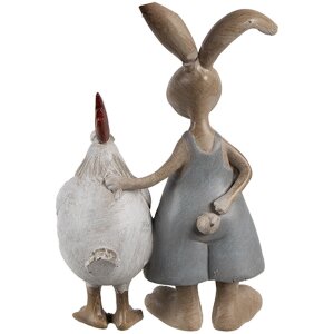 Clayre & Eef 6PR5280 Coniglio decorativo con pollo marrone bianco 7x3x10 cm