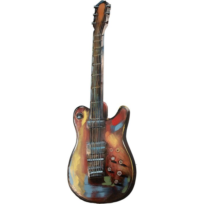 Clayre & Eef 5WA0206 Decorazione da parete Chitarra Arancione Giallo 28x2x83 cm