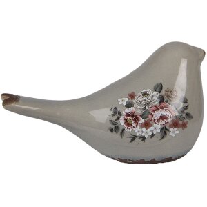 Clayre & Eef 6CE1969M Decorazione Uccello Grigio Rosa 21x9x11 cm