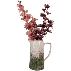 Clayre & Eef 6CE2016L Brocca da decorazione in ceramica beige verde 21x14x26 cm