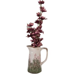 Clayre & Eef 6CE2016M Brocca decorativa in ceramica beige verde 16x11x20 cm