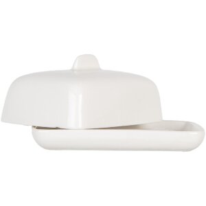 Clayre & Eef 6CE2045 Burriera in ceramica bianca 9x8x5 cm