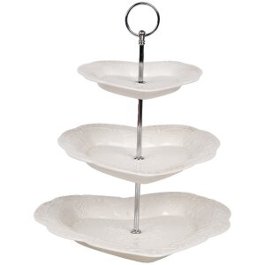 Clayre & Eef 6CE2048 Etagere in ceramica bianca Ø 26x31 cm Stile romantico
