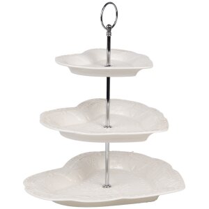 Clayre & Eef 6CE2048 Etagere in ceramica bianca Ø 26x31 cm Stile romantico