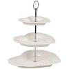 Clayre & Eef 6CE2048 Etagere in ceramica bianca Ø 26x31 cm Stile romantico