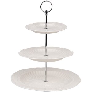 Clayre & Eef 6CE2049 Etagere in ceramica bianca Ø 26x31 cm Stile country