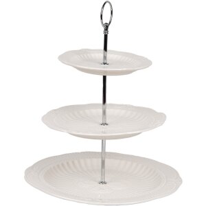 Clayre & Eef 6CE2049 Etagere in ceramica bianca Ø 26x31 cm Stile country