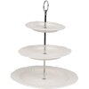 Clayre & Eef 6CE2049 Etagere in ceramica bianca Ø 26x31 cm Stile country