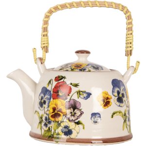 Clayre & Eef 6CETE0172 Teiera in ceramica bianca blu...