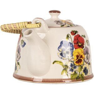 Clayre & Eef 6CETE0172 Teiera in ceramica bianca blu...