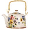 Clayre & Eef 6CETE0172 Teiera in ceramica bianca blu 800 ml Retro Vintage