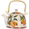 Clayre & Eef 6CETE0174 Teiera in ceramica bianco giallo 800 ml Retro