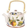 Clayre & Eef 6CETE0177 Teiera in ceramica bianca gialla 800 ml Retro Vintage