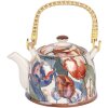 Clayre & Eef 6CETE0179 Teiera in ceramica bianca blu 800 ml Retro Vintage