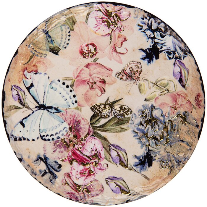 Clayre & Eef 6CE2050 Tappetino per padella in ceramica beige rosa Ø 16 cm Country House