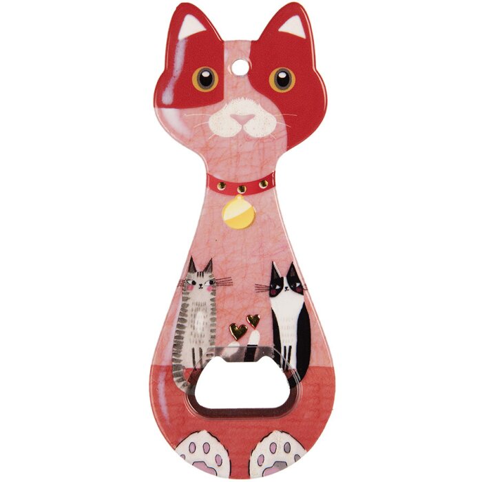 Clayre & Eef 6CE2066 Apribottiglie Gatto Rosso 5x14x1 cm Ceramica Stile Country