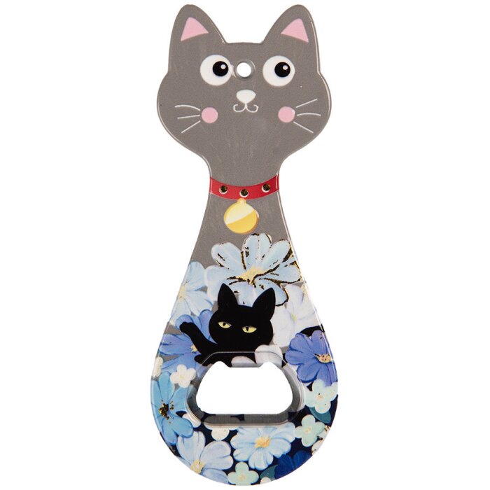 Clayre & Eef 6CE2068 Gatto apribottiglie in ceramica 5x14 cm Grigio Blu