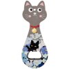 Clayre & Eef 6CE2068 Gatto apribottiglie in ceramica 5x14 cm Grigio Blu