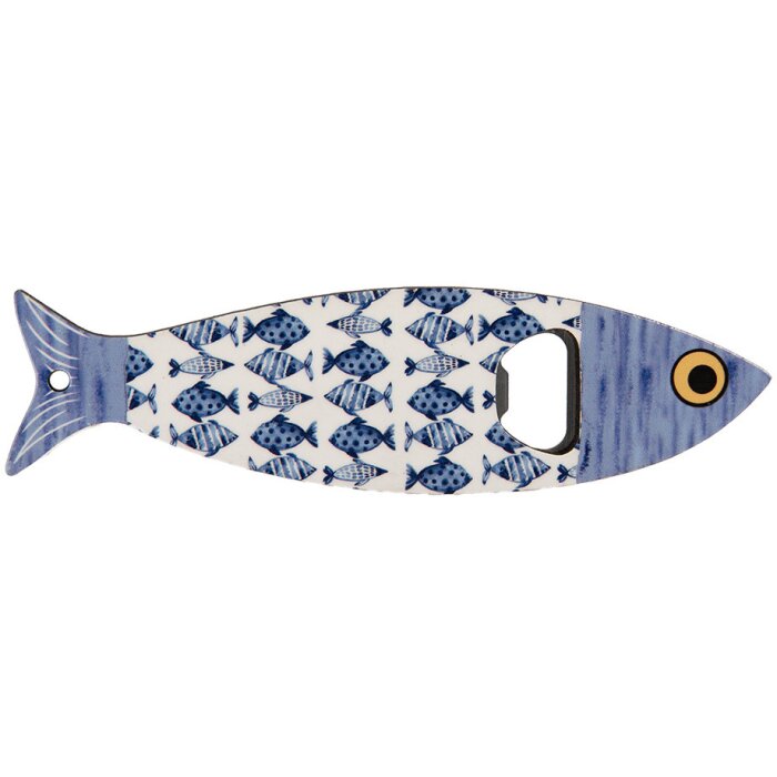 Clayre & Eef 6CE2070 Apribottiglie in ceramica blu 5x18x1 cm motivo pesce