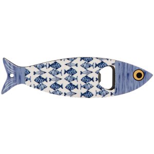 Clayre & Eef 6CE2070 Apribottiglie in ceramica blu 5x18x1 cm motivo pesce
