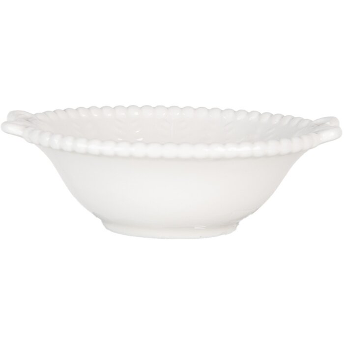 Clayre & Eef 6CEBO0200S Ciotola in ceramica 9x6x3 cm 25 ml Bianco Stile Country