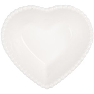 Clayre & Eef 6CEBO0203M Ciotola a forma di cuore Bianca 10x9x4 cm 75 ml