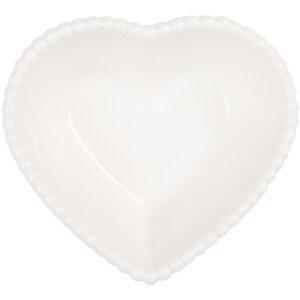 Clayre & Eef 6CEBO0203S Ciotola a cuore in ceramica 8x8x3 cm 25 ml Bianco
