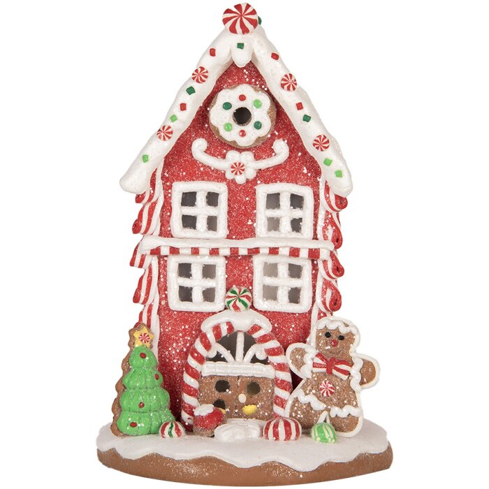 Clayre & Eef 66031 Casa decorativa con LED 14x14x22 cm Casa di Natale