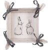 Clayre & Eef BNS47 Cestino per il pane 35x35x8 cm Beige Grigio con motivo a coniglietto