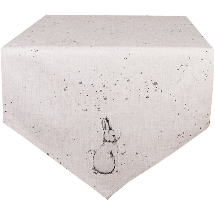 Clayre & Eef BNS65 Runner da tavola 50x160 cm in cotone beige grigio stile country