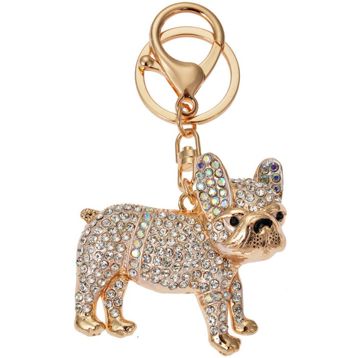 Juleeze JZKC0166 Portachiavi Bulldog Oro Strass 5x2x6 cm
